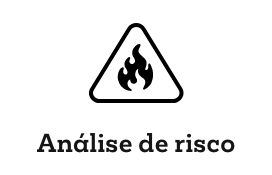Ícone ilustrando a análise de risco, uma funcionalidade que identifica áreas com maior vulnerabilidade a incêndios, permitindo ações preventivas eficazes no setor agrícola.